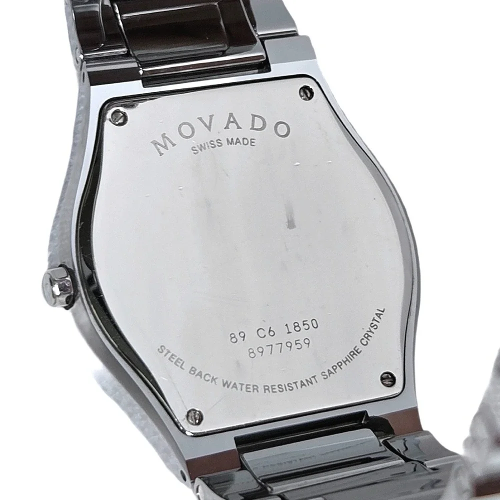 Movado Museum Watch 89 C6 1850 Mens Minimalist Black Tungsten Carbide Swiss